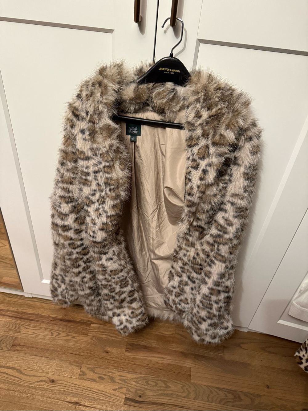 wild fable Faux Fur Leopard-Print Coat - Cream & Brown